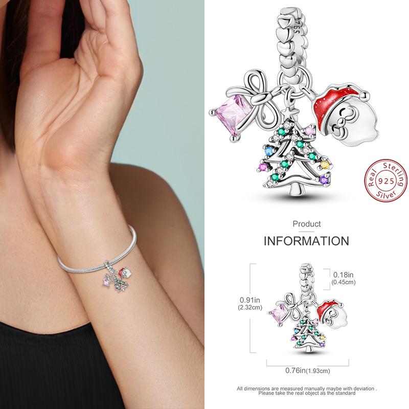 Copper Christmas Charm Beads Fit Original Bracelet Dangle Women Diy Jewelry Christmas Gifts