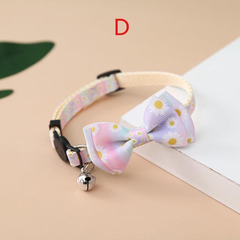 

Ошейник с бантом и котенком, галстук-бабочка, регулируемый ошейник для собак с защитной пряжкой в ​​виде колокольчика с цветочным принтом LXY