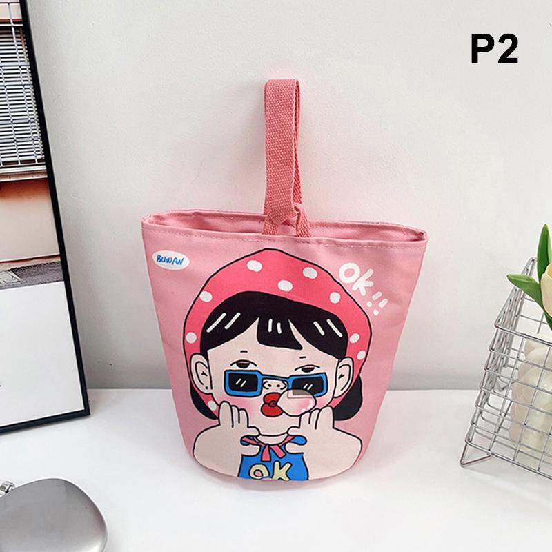 

Женская сумка через плечо Милая мультяшная сумка-ведро с принтом Портативная сумка-цилиндр Холщовая сумка-тоут Студенческие сумки для ланча для девочек