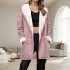 Women's Fashionable Coat Solid Color Long Sleeved Pocket Loose Hooded Zipper Plush Jacket