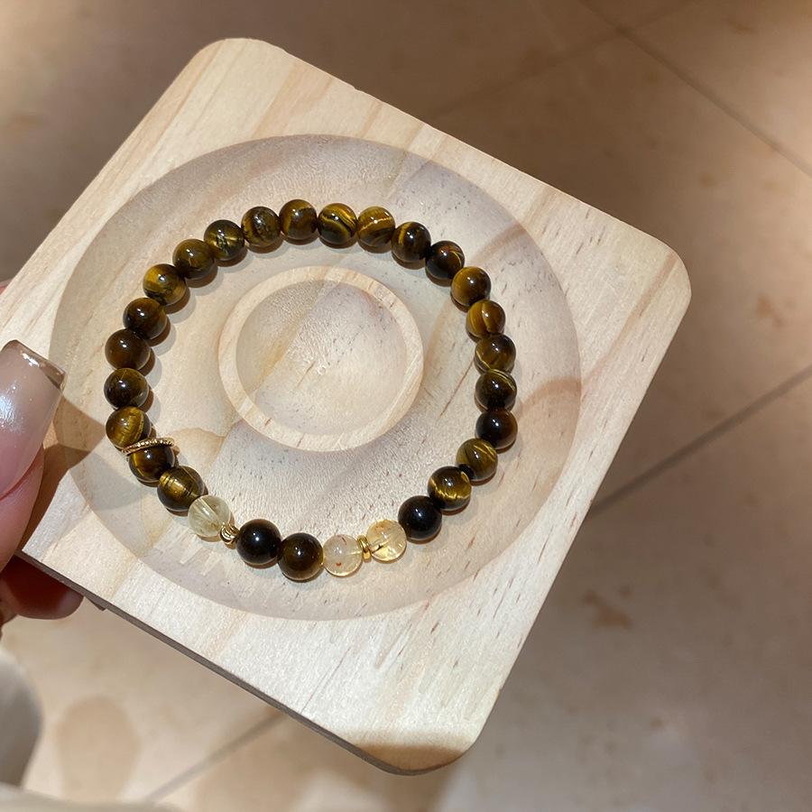 Vintage Maillard style geometric zircon tiger's eye stone beaded bracelet bracelet personalized jewelry