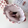 New Drawstring Makeup Bags Cute Tomato Pattern Plaid Storage Bags Creative Patchwork Soft Small Bags Stylish Simple Women's Bags