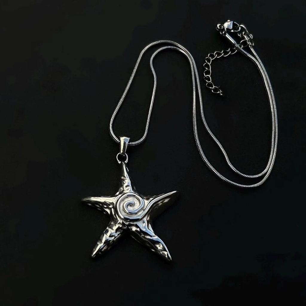 Bohemian Starfish Necklace Stainless Steel Snake Chain Minimalist Jewelry For Women Men