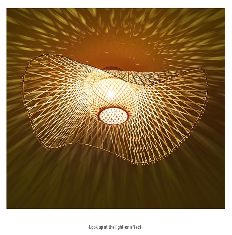 Zen Bamboo Weaving Ceiling Light: Creative Asian-Inspired Lighting for Hotels, Restaurants, Bedrooms, and Studies