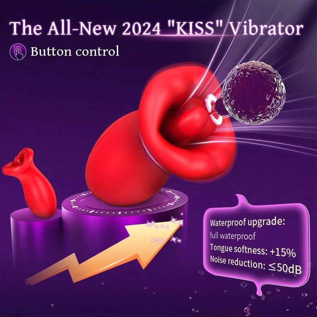 3 IN 1 Mouth Sucking Vibrator G-Spot Vibrator Clitoral Stimulator Couples Tongue Vibrator Vaginal Stimulation Rose Toys Sex Toys
