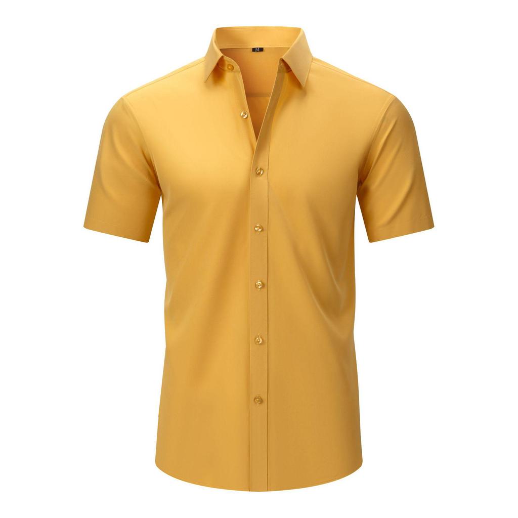 Men's Non-Iron, Anti-Wrinkle Long-Sleeve Cardigan Shirt, Large Size, Stretchable Fabric.