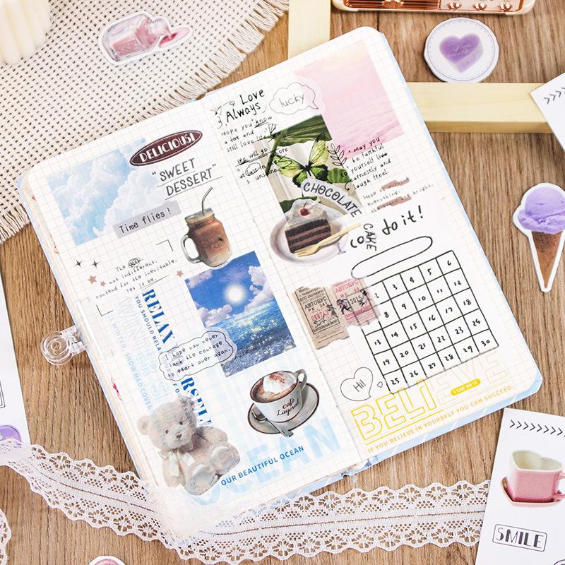 4 Sheets Cartoon Diary Decorative Materials Paper Cute Handwritten Sticker
