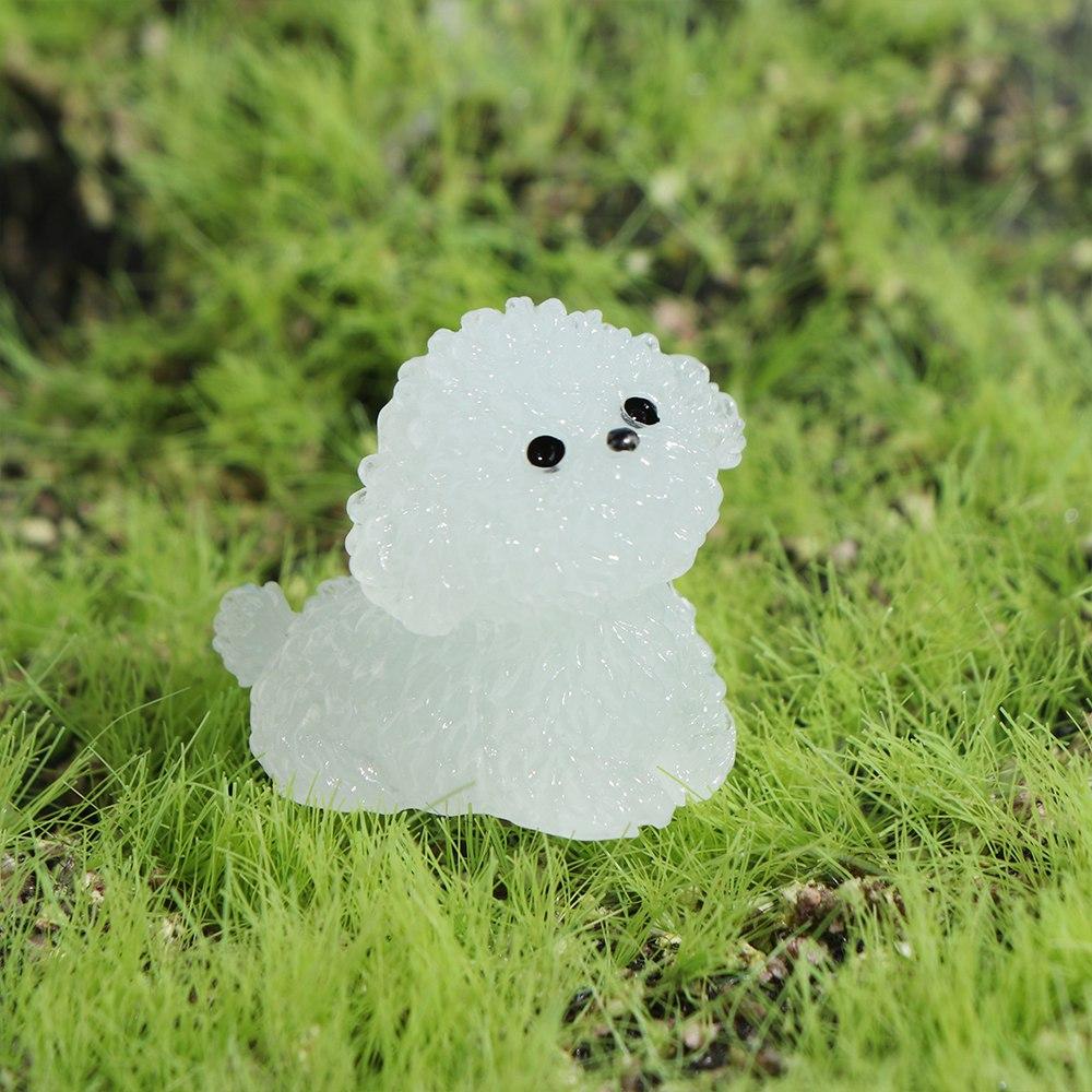 Handgefertigte Mini Leuchtende Pudel Hund Figuren Cartoon Mikro Landschaft Dekoration Haus