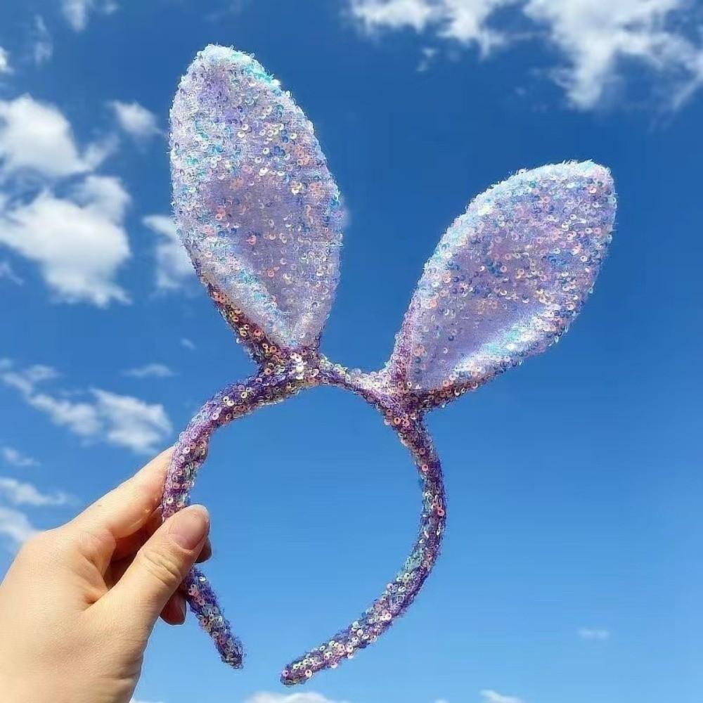 Sequin Easter Bunny Headband Glitter Rabbit Ear Hairband Fashion Bunny Ears Headband  Party