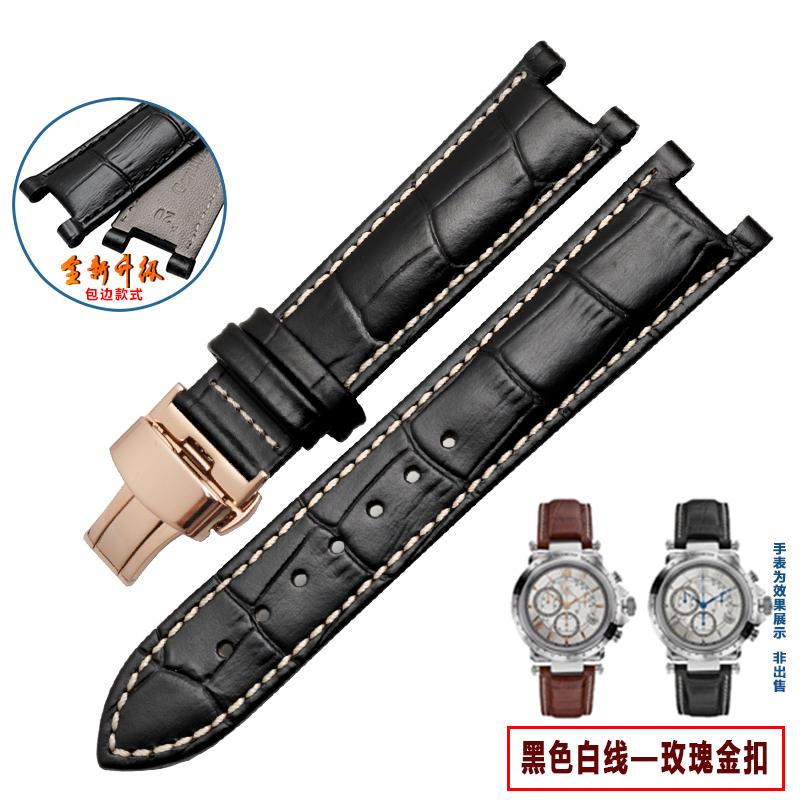 Kopfschicht Lederarmband Krokodilmuster Rindsleder für YA133309 Gales 20*11mm 22*13mm Uhrenarmband Schwarz Braun Herren Accessoires