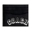 Coach Varsity Letter Print Leather Card Holder Unisex Accessories Black White CAK21-L77