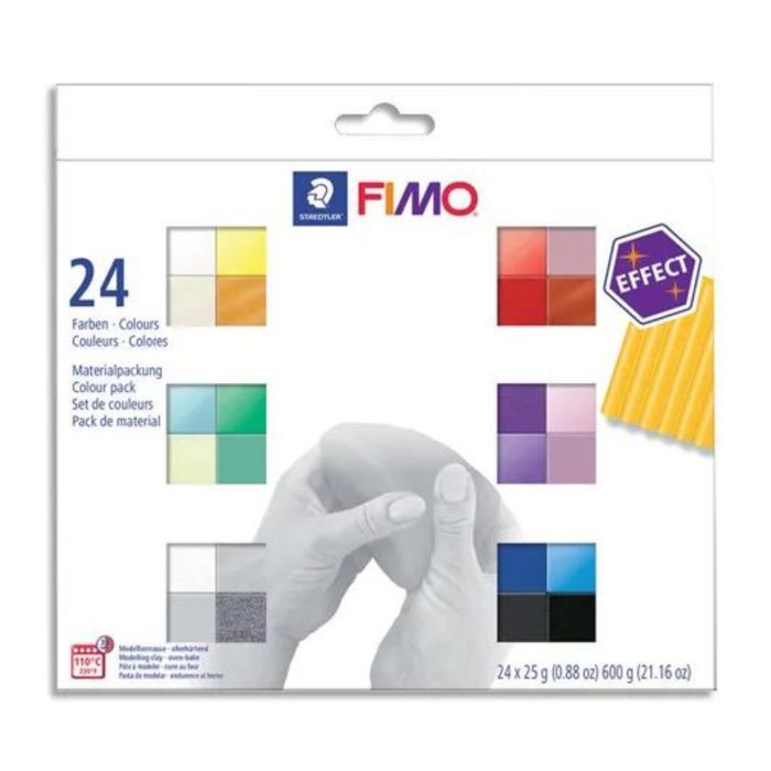 Pâte à modeler - FIMO EFFECT - Kit de 24 - Multicolore - Pour adultes et enfants - Créations artistiques