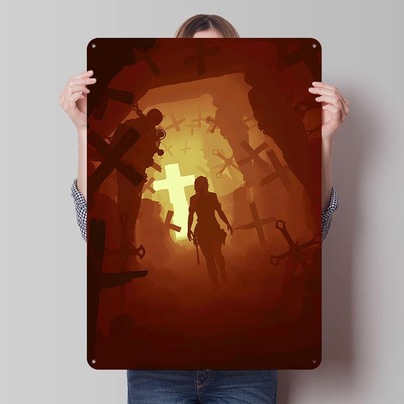 Tomb Raider Lara Croft Tinplate Poster Custom Wall Art Vintage Metal Signs Retro Tin Plaque for Decoration Garage Bathroom Decor