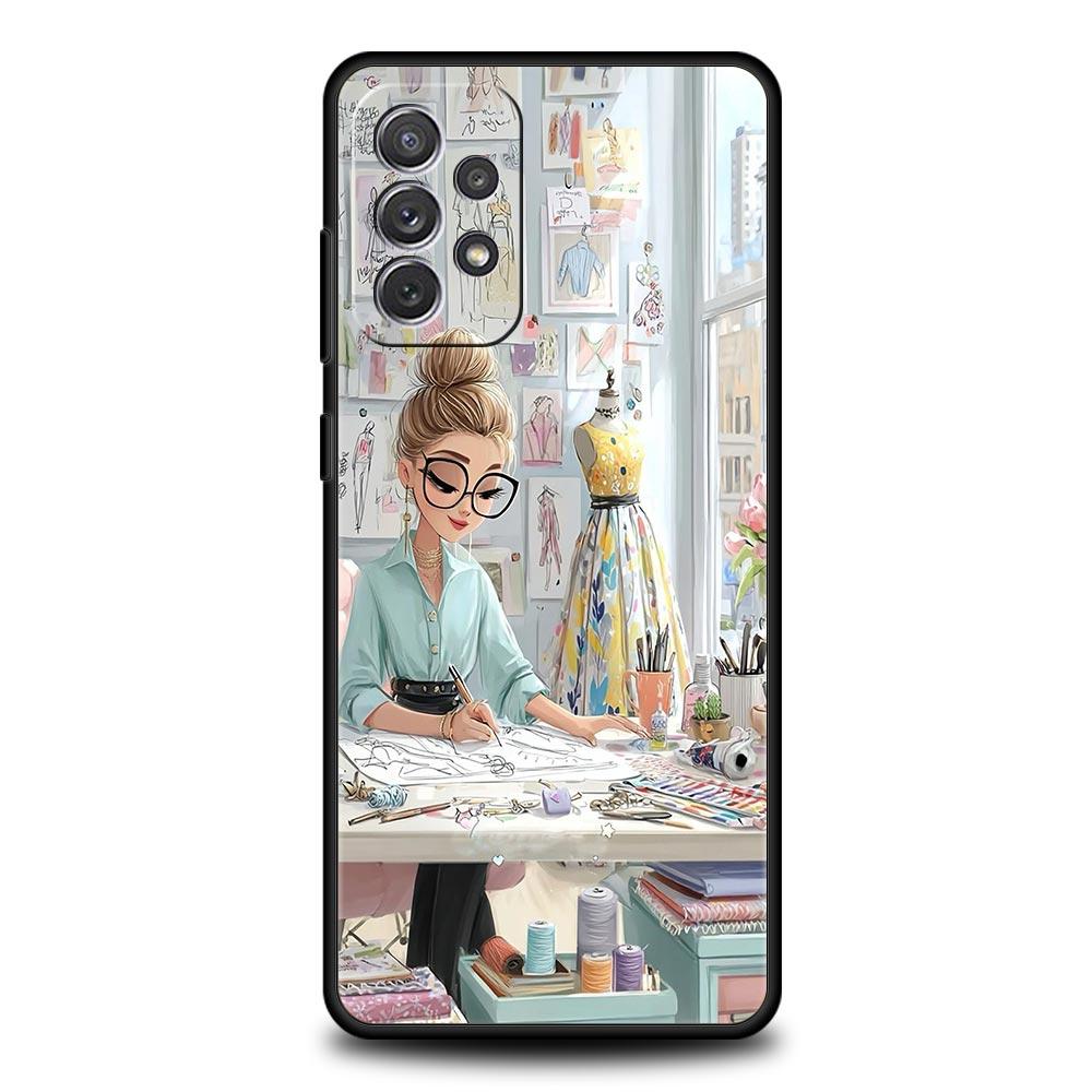 Cartoon-Mädchen-Handyhülle für Samsung Galaxy A55 A35 A15 A14 A13 A25 A54 A51 A71 A72 A73 A32 A52 A41 5G Weiche TPU-Schale Fundas Taschen