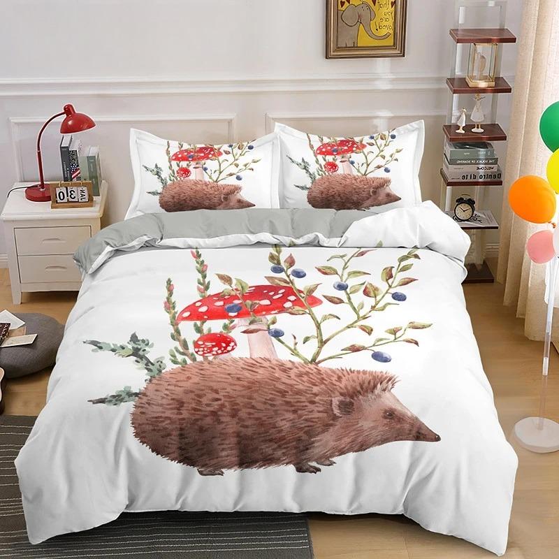 Povlečení s motivem ježka, královská 3D sada s krásnými zvířaty pro děti, teenagery a dospělé, povlečení s divokou zvěří, povlak na polštář, dárky pro děti