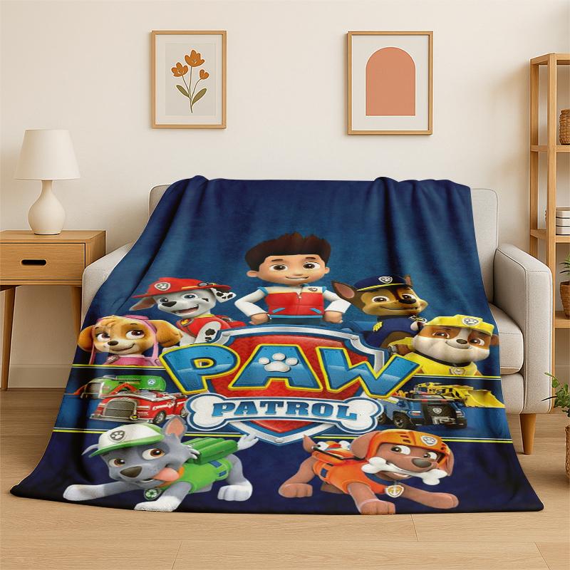 Cartoon P-Patrol Cute Dog Flannel Blanket Soft Warm Throw Blanket for Bedroom Living Room Bed Travel Camping Picnic Gift Kids