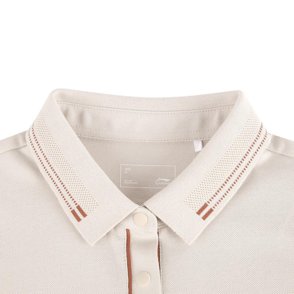 Li-Ning Fashionable Comfortable Breathable Polo T-Shirt Women tops Oatmeal-Gray APLW478-2