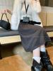 Korean Style High Waist Woolen A-line Midi Skirt - Women's Versatile Autumn/Winter Slimming Casual Skirt
