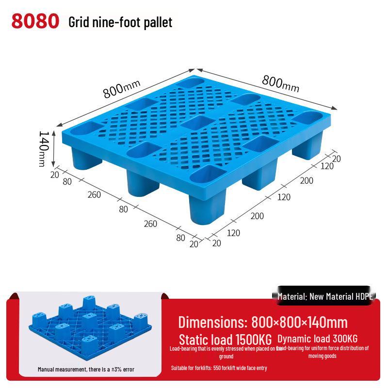 Warehouse Grid Plastic Pallet: Thickened Moisture-Proof Single-Sided Floor Mat for Logistics.