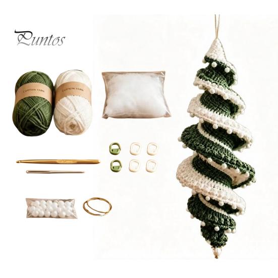 Handmade Gifts for Friends And Family Christmas Ornament Crochet Kit, DIY Spiral Tree Starter Xmas Easy Craft Kits Adults Kit Holiday Home Decoration,