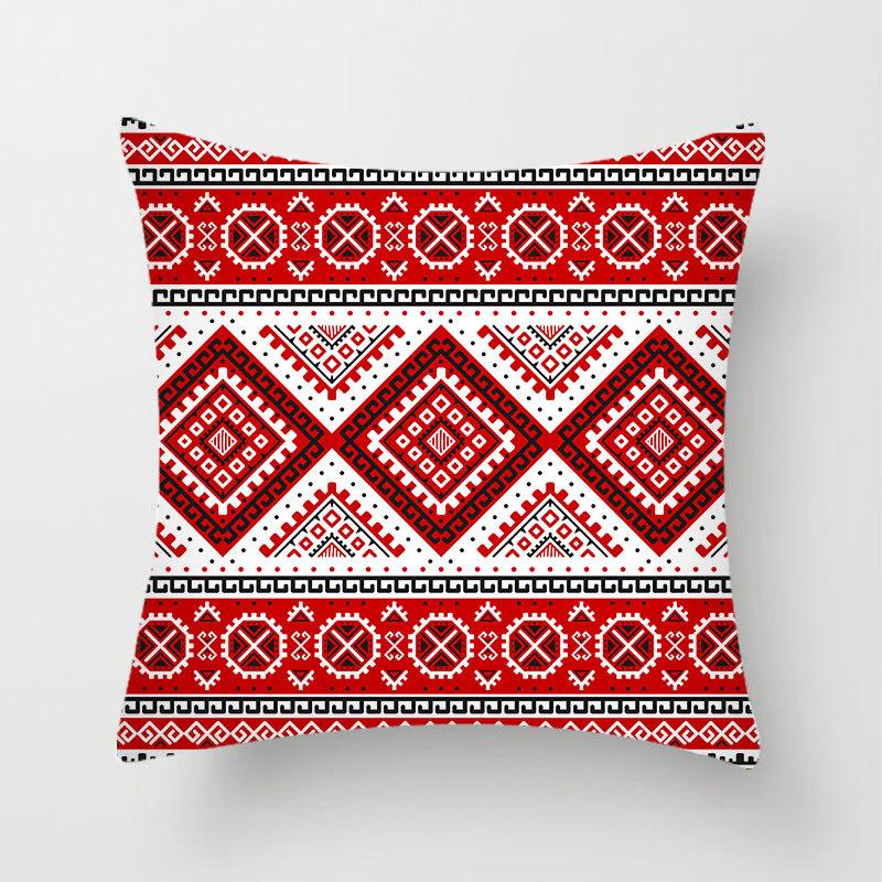 Bohemian Colorful Geometric Peach Skin Pillow Cover Retro Ethnic Style Cushion Cover Cushion Home