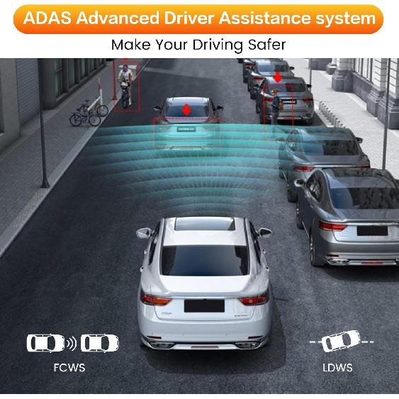 USB Car DVR Camera Video Recorder, Loop Recording ADAS, Dash Cam, with 32GB SD Card 24H Parking Mode Driving Recorder LDWS FCWS Dash Cam for Android