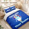 Juego de Ropa de Cama con Nombre Personalizado de 3 PiezasEstampado Erling Haaland Funda Nórdica + 2 Fundas de Almohada Decoración de Cama Suave