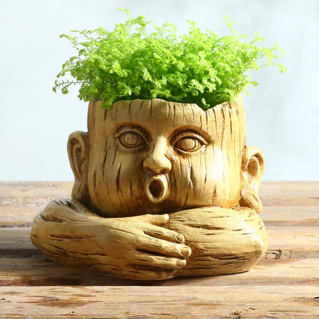 Resin Flower Vase, Creative Human Head Shape Planter Pot Ornaments Home Decor Nordic