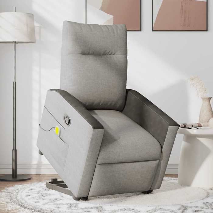 VidaXL Reclining Massage Armchair Cloud Grey Fabric 3324058