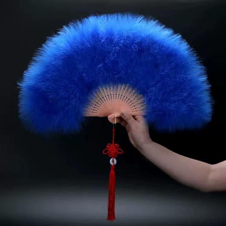 Internet-Famous Feather Fan, Fully Velvet Thickened, Standard Fairy-Like Cheongsam, Catwalk, Children's Stage Performance Dance Fan