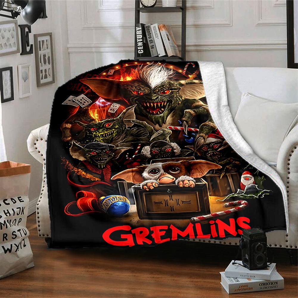 1pc Gremlins Christmas Throw Blanket Soft Flannel, Cozy All Season Polyester Perfect for Home, Office