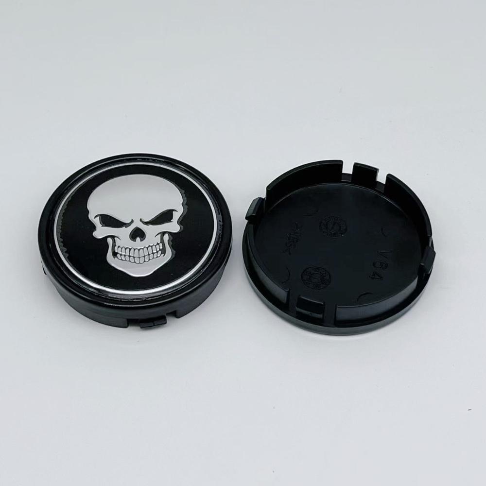 4pcs O.D 64MM (I.D 61MM ) Skull Logo Emblem Car Wheel Center Caps for Volvo Rim Hubcaps Cover Wheels Hub Lid Replace Accessories