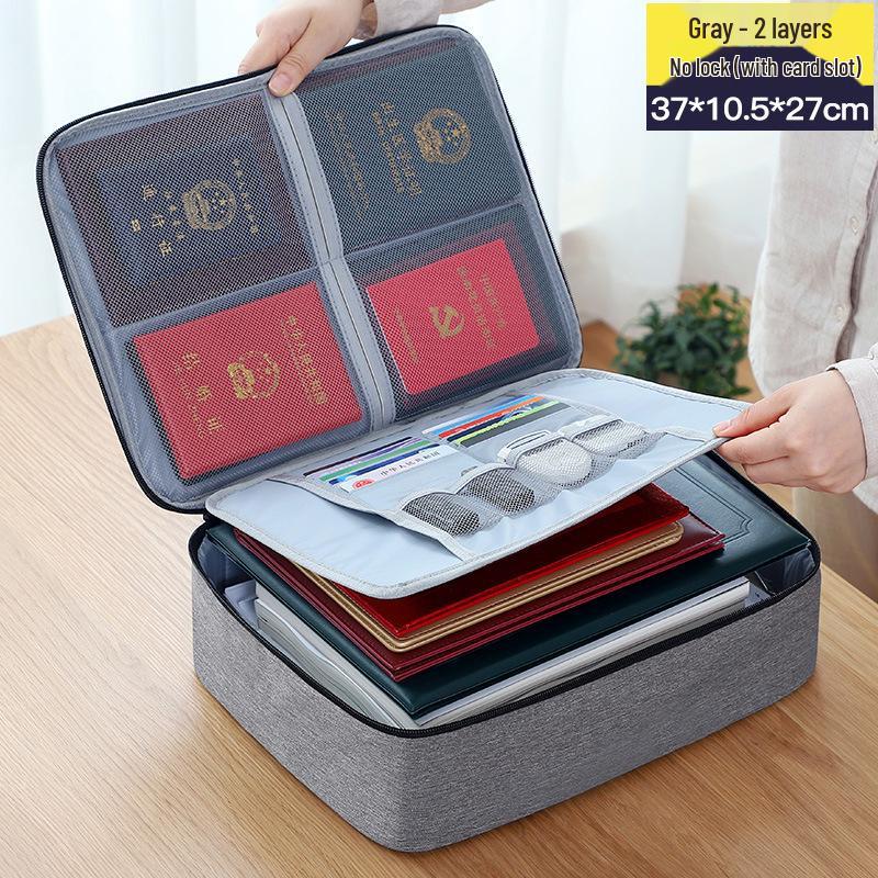Large Capacity Multifunctional Lockable Document Bag for Family and Passport Storage