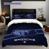 Memphis Grizzlies Blau Geist Stärke Dreiteiliges Set(1 Bettbezug + 2 Kissenbezüge, ohne Füllung)Weihnachts-Geburtstagsgeschenk Bettwäsche-Set