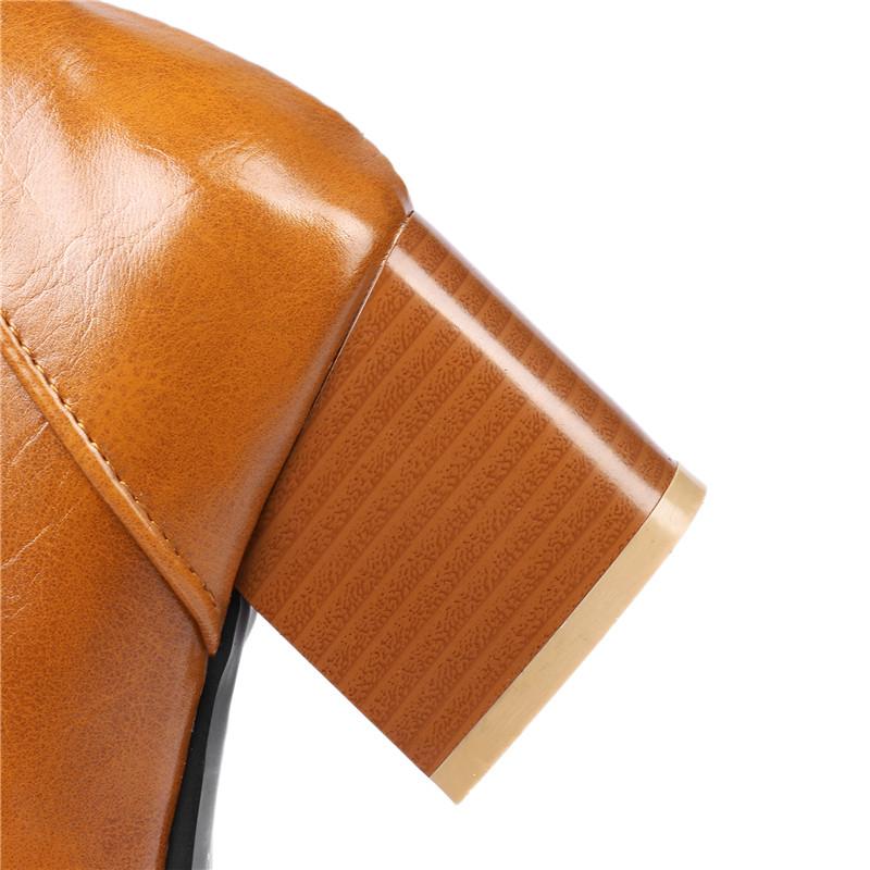 Women's High-heeled Short Boots Autumn and Winter New Simple and Comfortable Thick-heeled Solid-color Large-size Short Boots