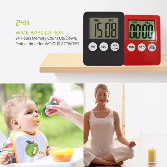 Magnetic Square LCD Digital Timer Kitchen Cooking Countdown Alarm Clock Tools