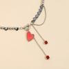 Y2K Heart Beaded Pendant Choker Necklace for Women Punk Crystal Gothic Female Party Jewelry Accessories
