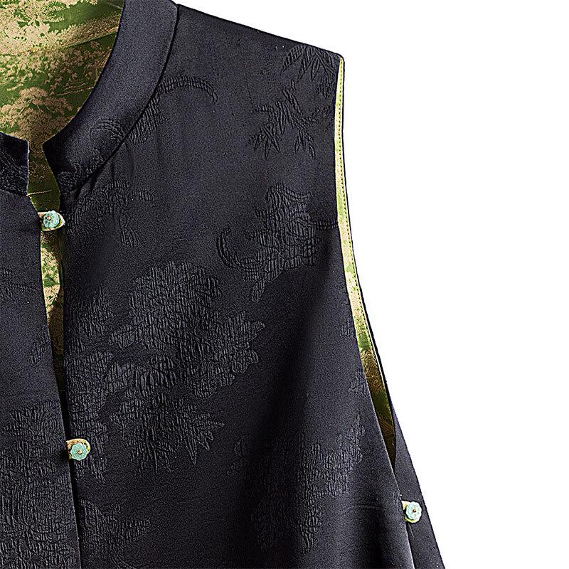 Sibaishie New Chinese Retro Stand Collar Layering Vest