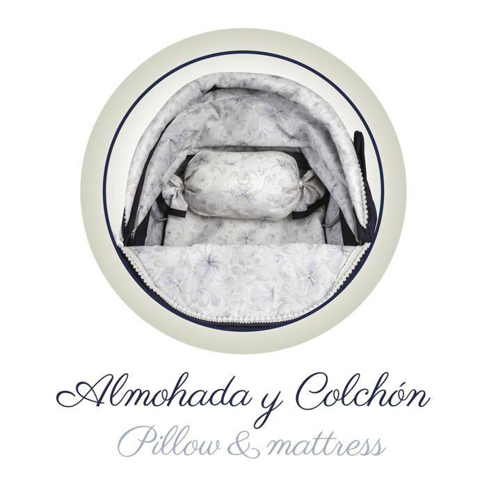 Poussette de poupées vintage pliable - DE CUEVAS TOYS - 80x42x81 cm - Bleu - Guidon réglable - Structure pliable