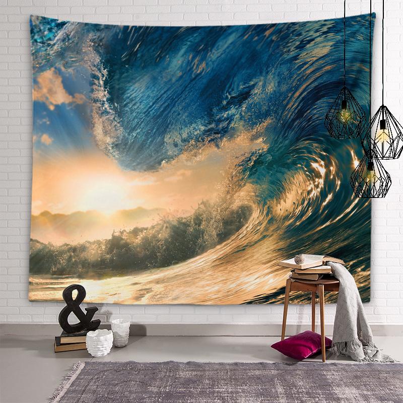 Beach Scenery Tapestry Sunset Evening Glow Scenery Wall Art Decoration Dormitory Room Aesthetics Bedroom Home Decoration