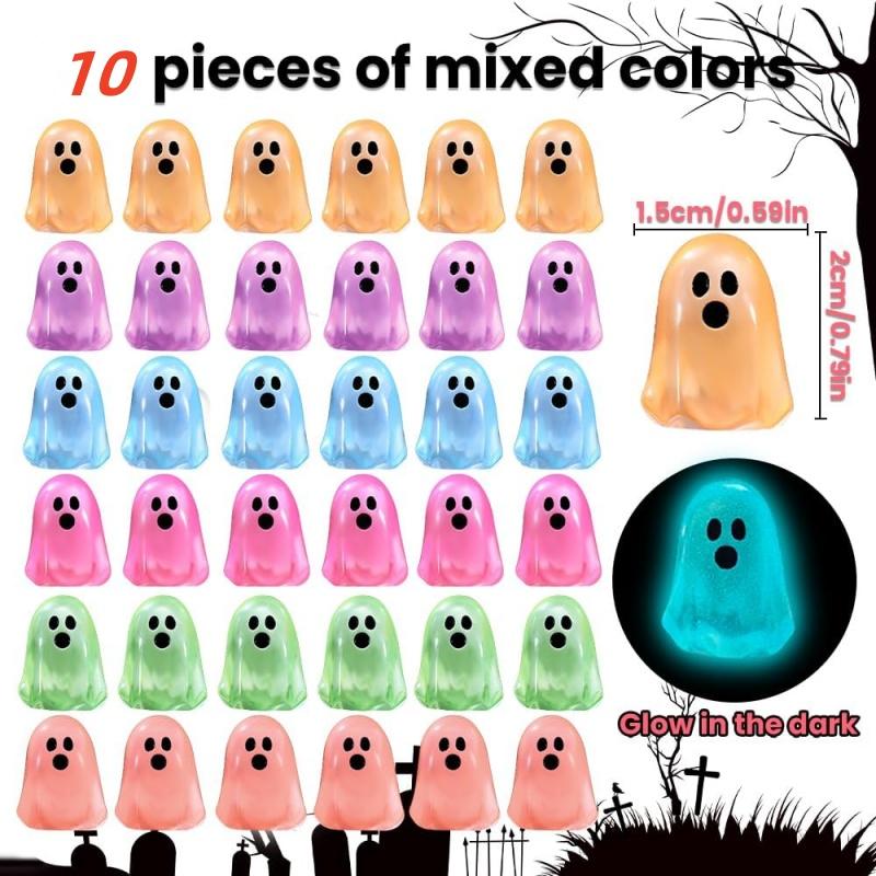 

50/100PCS Halloween Luminous Ghost Miniatures Cute Ghost Resin Figurines Statue Mini Glow in The Dark for House Micro Landscape