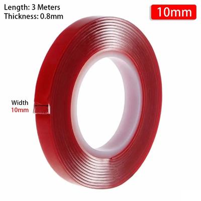 3Meters/Roll PET Red Film Double Sided Tape 6-50mm Width Strong Self Adhesive Sticker Tape Clear Acrylic Fixed Pasted Tapes