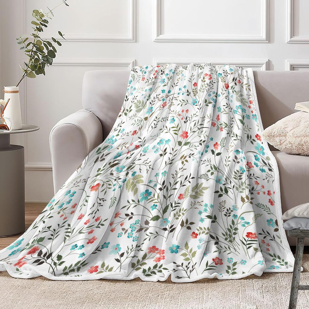 Vintage Flower Blanket Birthday Christmas for Women Girl Gift Spring Floral Blanket Soft Cozy Plush Flannel Fleece Throw Blanket