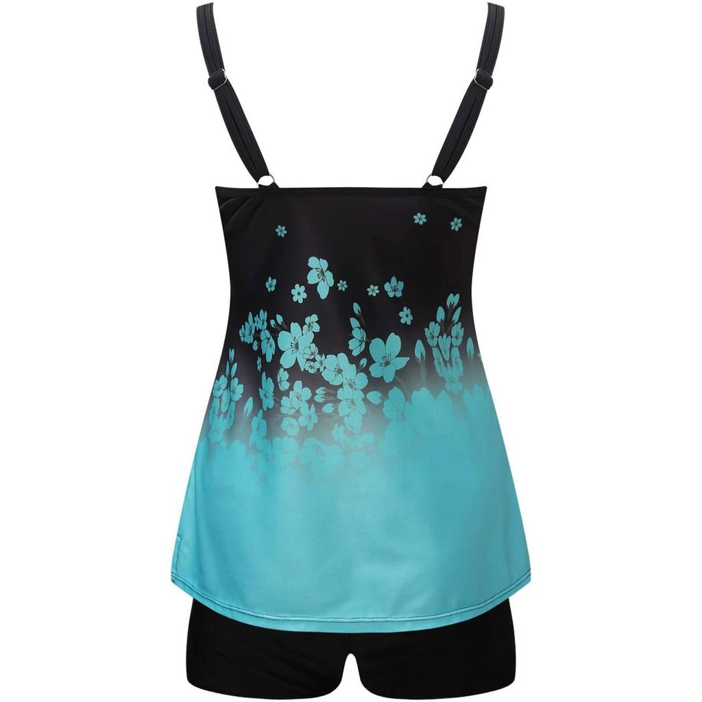 Two Piece Printed Women's Swimsuit With Breast Cushion Swimsuit Women's Oversized Swimming Assembly Shorts