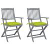 Day and Night - Day and Night Folding Garden Chairs 2 Pcs Cushions Solid Acacia Wood