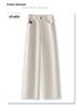 Women's 2024 White Fleece-Lined Wide-Leg Jeans for Autumn/Winter