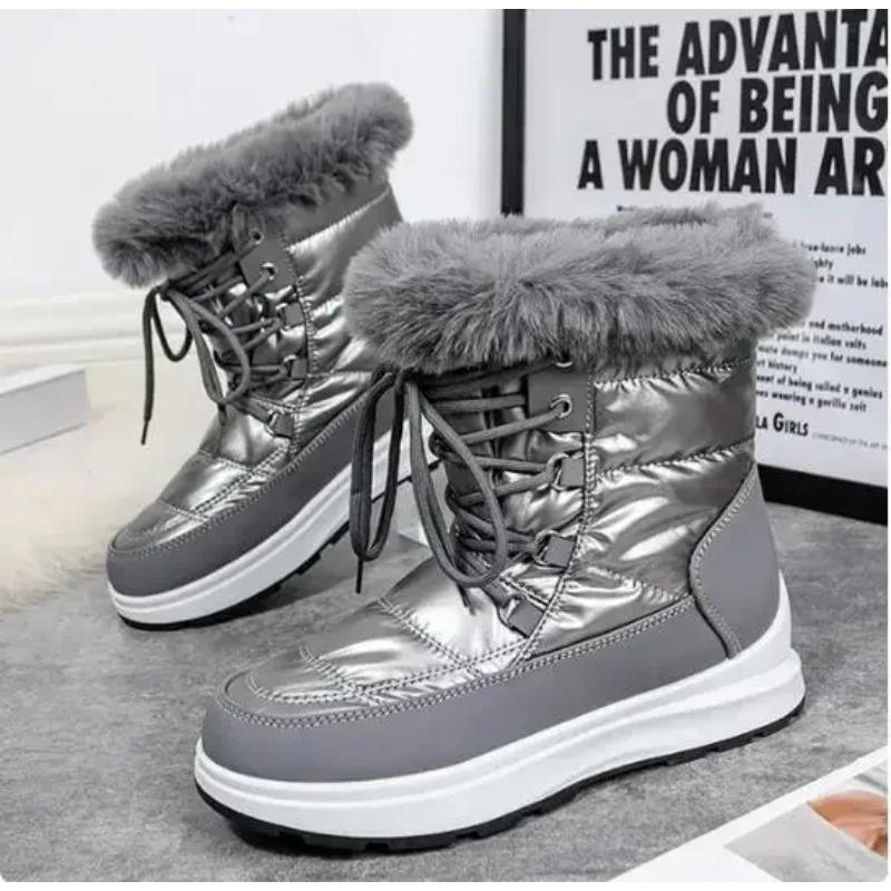 Winter New Woman Warm Snow Boots Waterproof Lace-Up Thicken Plush Winter Botas Mujer Warm Platform Ankle Boots