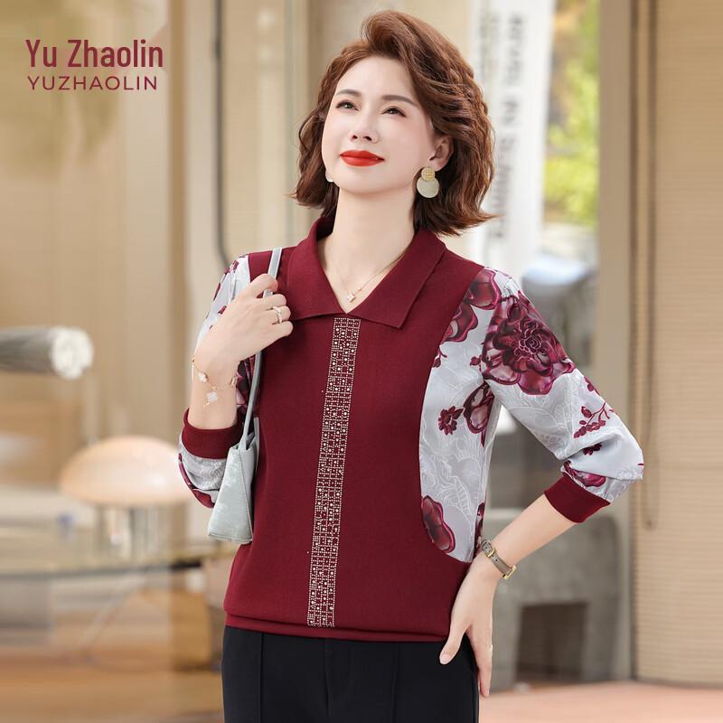 YUZHAOLIN Women s Elegant Floral Long Sleeve T-Shirt XL