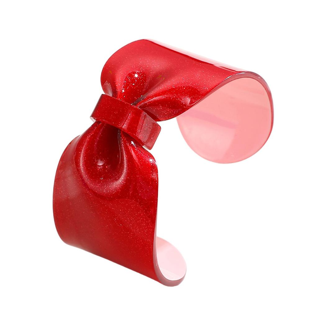 Sparkling Oversized Bowknot Resin Bangle Opening Wristband Trendy Lightweight Accessory For Everyday Fashion