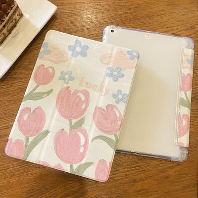 Pro iPad Air 4/5. 10,9 palce 2021 Pro 11 Pro12.9 2021 iPad 10.2(Gen 9/8/7 /Mini 6/Pro 11/Pro 12.9 Magnetický chytrý flipový kryt Tulipán v olejomalbě